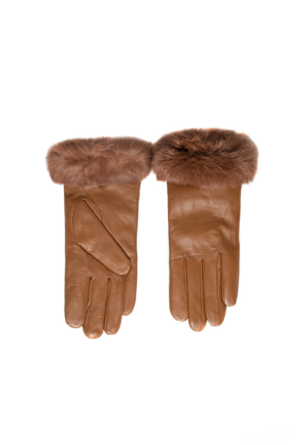Women Rabbit Fur Gloves | Tan